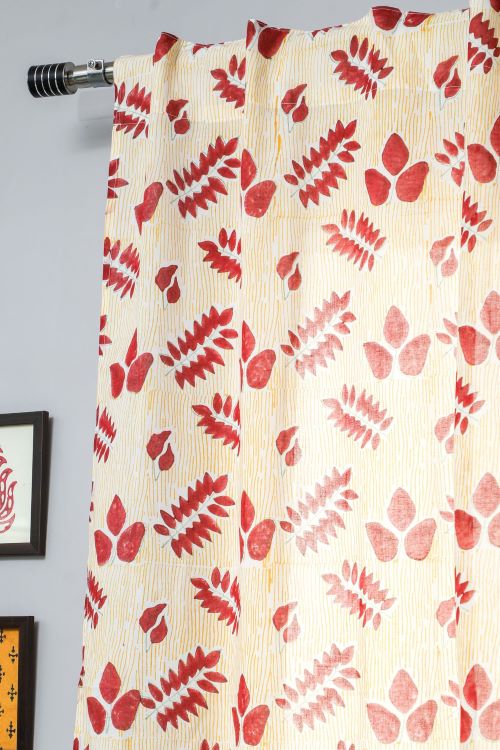 Sooti Syahi Glow Of Autum Hand Block Printed Window Curtain