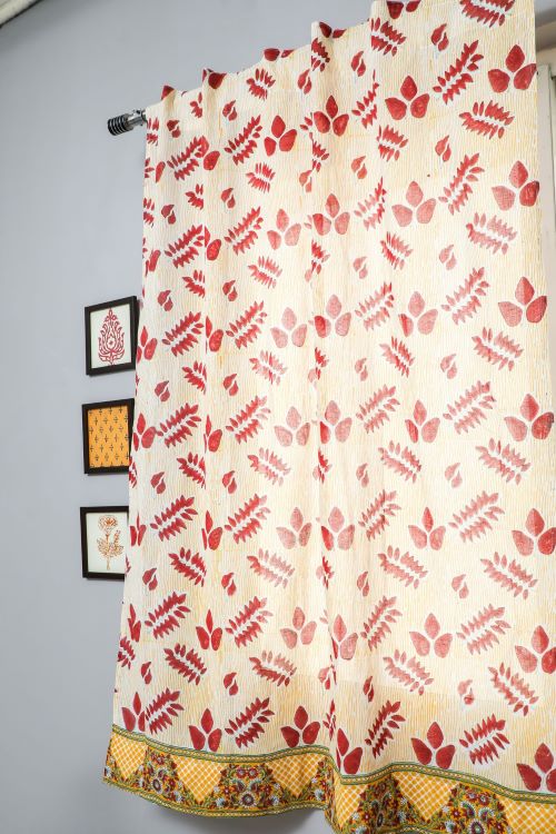 Sooti Syahi Glow Of Autum Hand Block Printed Window Curtain