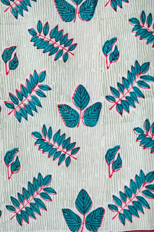 Sooti Syahi Glow Of Leaves Hand Block Printed Window Curtain
