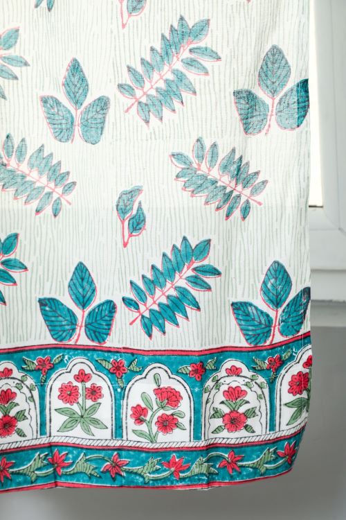Sooti Syahi Glow Of Leaves Hand Block Printed Window Curtain