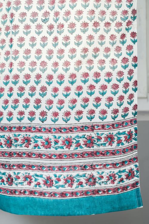 Sooti Syahi Florel Sprouts Hand Block Printed Window Curtain