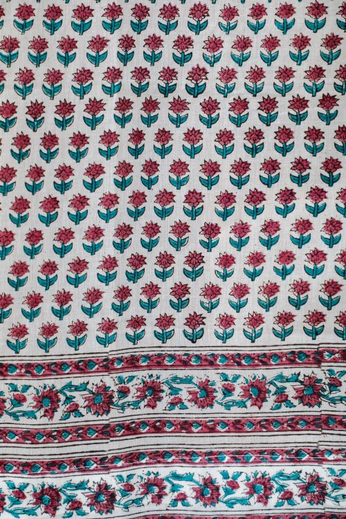 Sooti Syahi Florel Sprouts Hand Block Printed Window Curtain