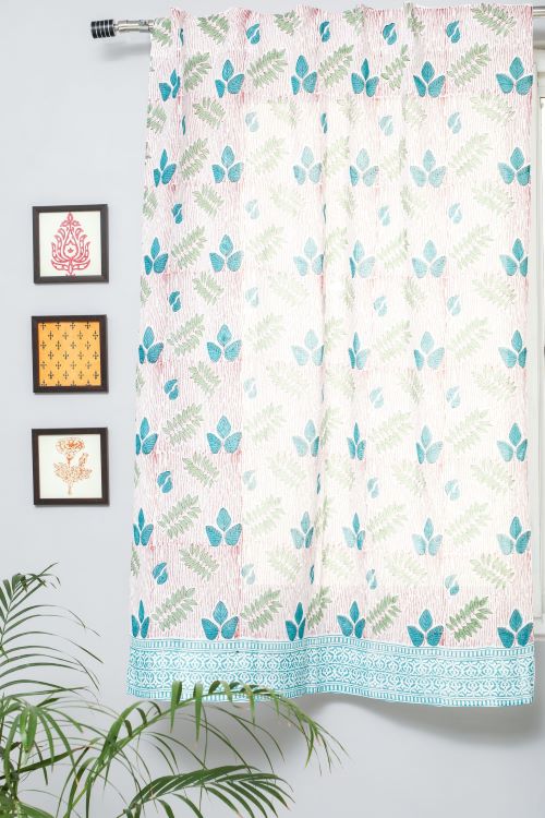 Sooti Syahi Glow Of Garden Hand Block Printed Window Curtain