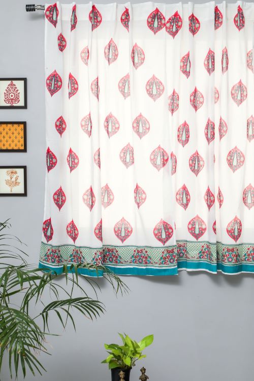Sooti Syahi Persian Palm Hand Block Printed Window Curtain