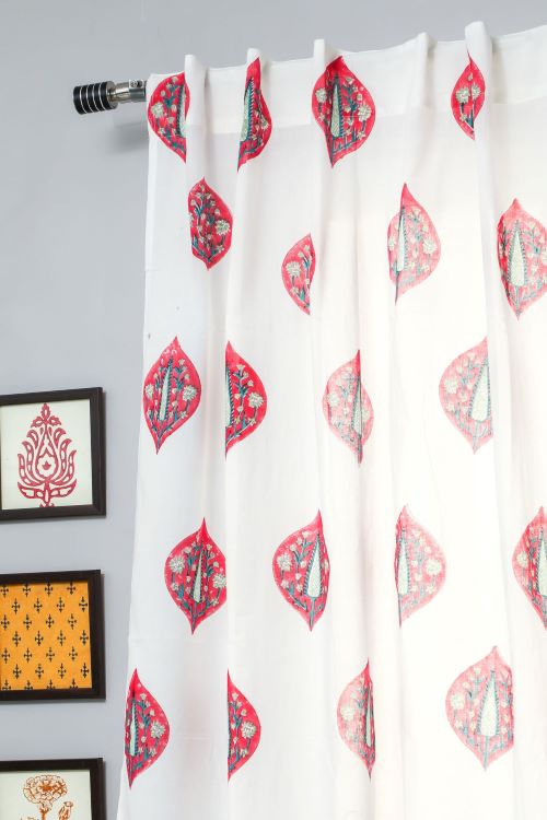 Sooti Syahi Persian Palm Hand Block Printed Window Curtain