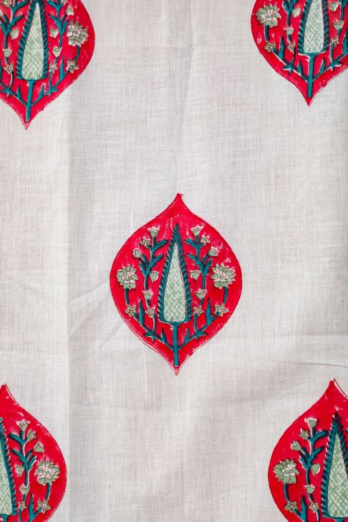 Sooti Syahi Persian Palm Hand Block Printed Window Curtain