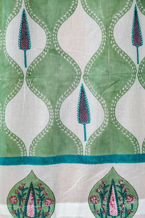 Sooti Syahi Aloe Palm Hand Block Printed Window Curtain
