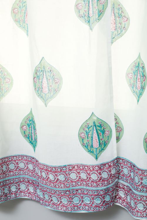 Sooti Syahi Green Palm Hand Block Printed Window Curtain