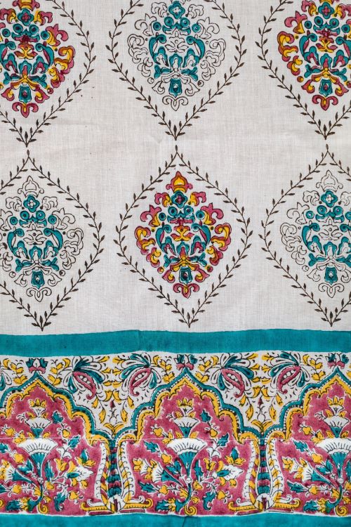 Sooti Syahi Carved Ornaments? Hand Block Printed Window Curtain