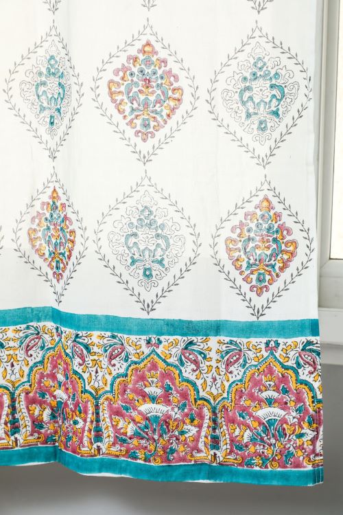 Sooti Syahi Carved Ornaments? Hand Block Printed Window Curtain