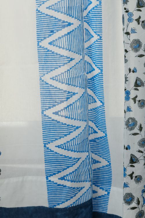 Sooti Syahi Philippine Blue Hand Block Printed Window Curtain