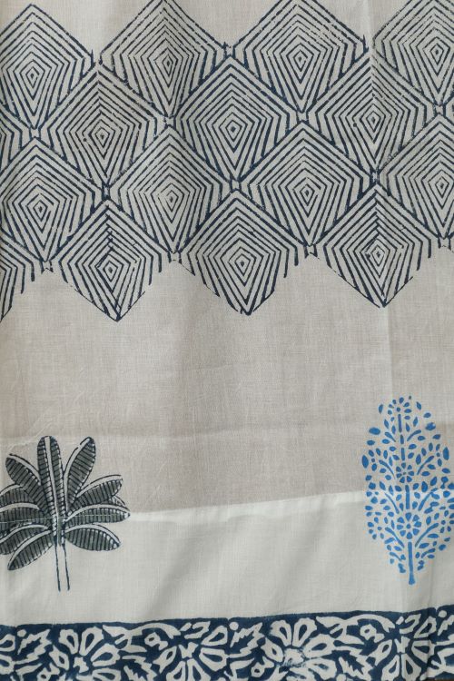 Sooti Syahi Weddell Blue Hand Block Printed Window Curtain