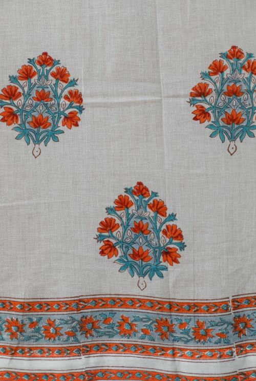 Sooti Syahi Saffron Daisy Hand Block Printed Window Curtain