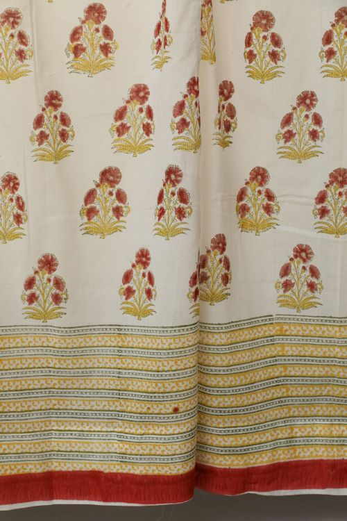 Sooti Syahi Red Daisy Hand Block Printed Window Curtain