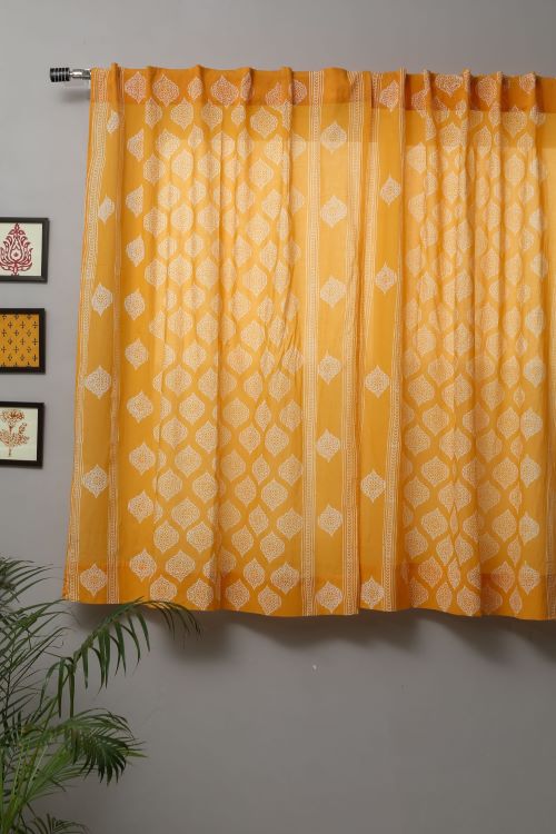 Sooti Syahi Daffodil Hand Block Printed Window Curtain