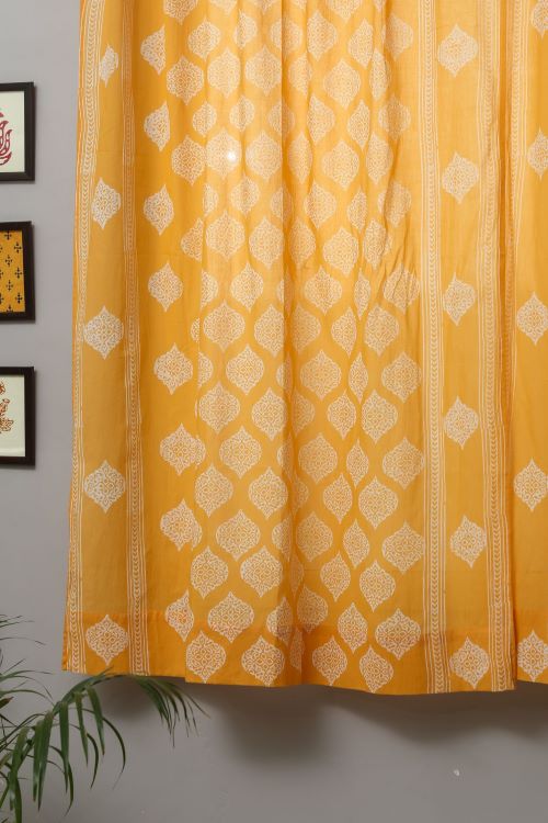 Sooti Syahi Daffodil Hand Block Printed Window Curtain