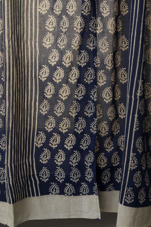 Sooti Syahi Delphinium Hand Block Printed Window Curtain