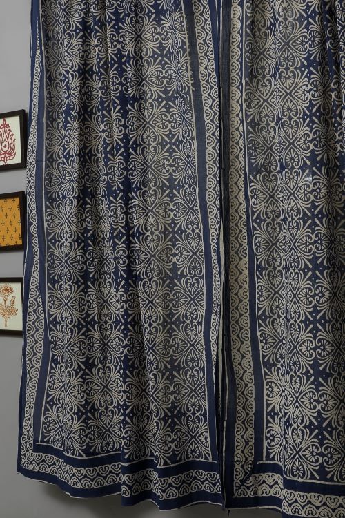 Sooti Syahi Iris Hand Block Printed Window Curtain