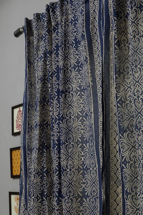 Sooti Syahi Iris Hand Block Printed Window Curtain