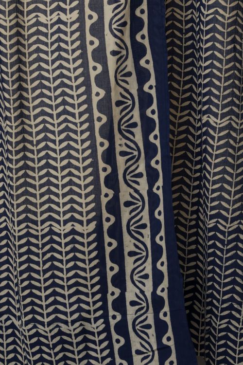 Sooti Syahi Hydrangea Hand Block Printed Window Curtain
