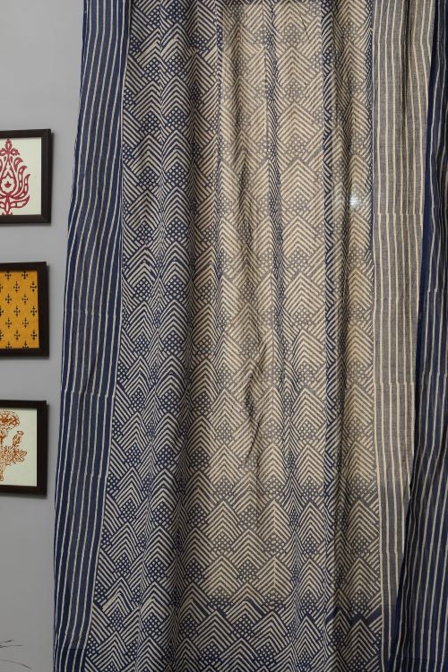 Sooti Syahi Aster Hand Block Printed Window Curtain