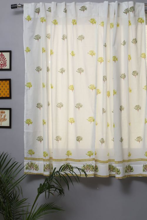 Sooti Syahi Envy Zinnia Hand Block Printed Window Curtain