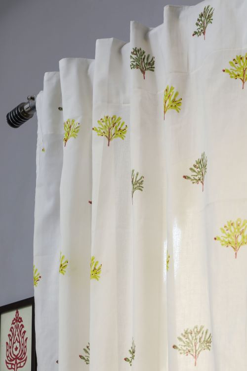 Sooti Syahi Envy Zinnia Hand Block Printed Window Curtain