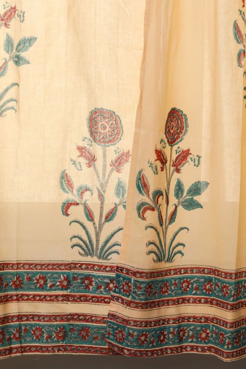 Sooti Syahi Calendula Red Hand Block Printed Window Curtain