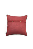 Maroon Handwoven Cotton Cushion Cover With Appilque Work