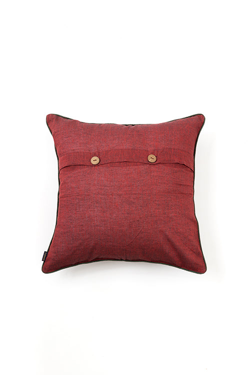 Hand Woven Maroon Cotton Cushion Cover