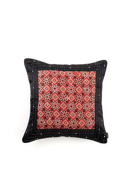 Black Hand Woven Cotton Cushion Cover