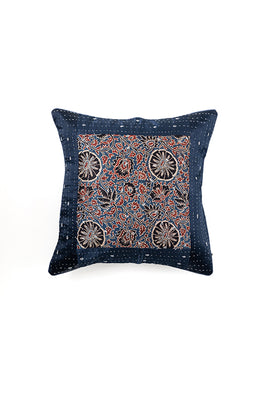 Navy Blue Hand Woven Cotton Cushion Cover
