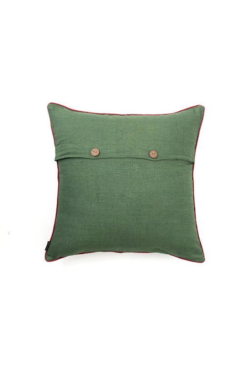 Bottle Green Hand Woven Cushion Cover
