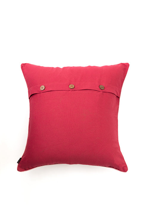Pink Hand Woven Cotton Cushion Cover
