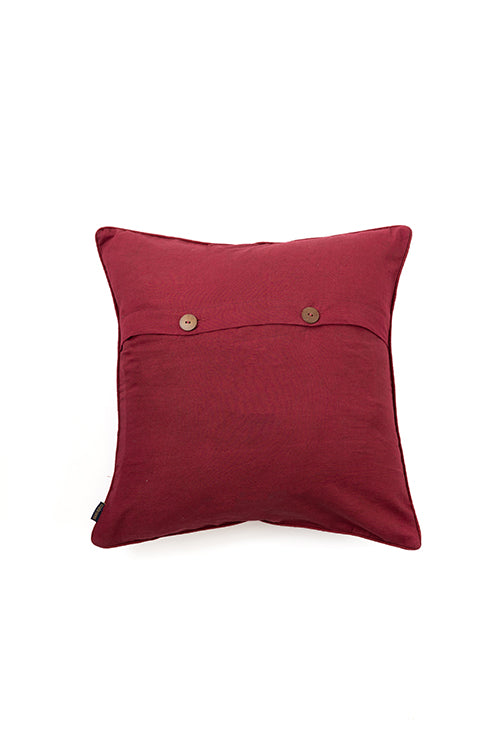 Maroon Hand Woven Cushion Cover