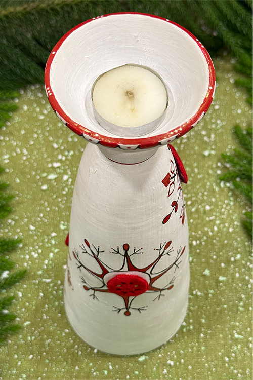 Antarang- Terracotta-White Long T Light Candle Holder