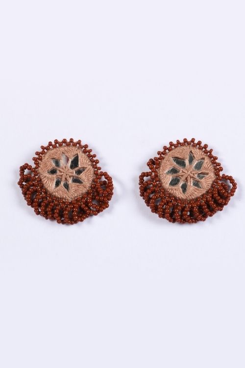 Antarang-  Bhoomi (Brown)  Bead Jumki Earing,  100% Cotton.  Hand Made By Divyang Rural Women.