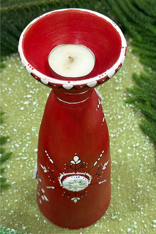 Antarang- Terracotta-Red Long T Light Candle Holder