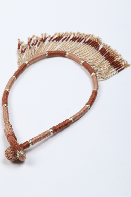 Antarang-  Bhoomi (Brown)  Jumki Bead Choker,  100% Cotton.  Hand Made By Divyang Rural Women.