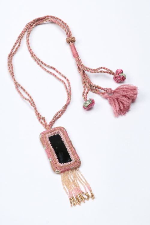 Antarang-  Gulabi (Pink)  Jumki Long Bead Neck Pc ,  100% Cotton. Hand Made By Divyang Rural Women.