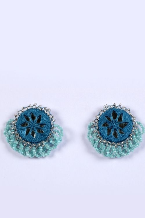 Antarang-  Aasmani (Blue) Bead Jumki Earing,  100% Cotton. Hand Made By Divyang Rural Women.
