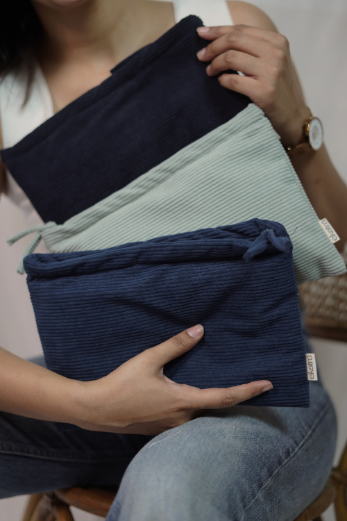 Ekatra Courdroy Pouch Large  - Midnight Sky  ( Set Of 2 )