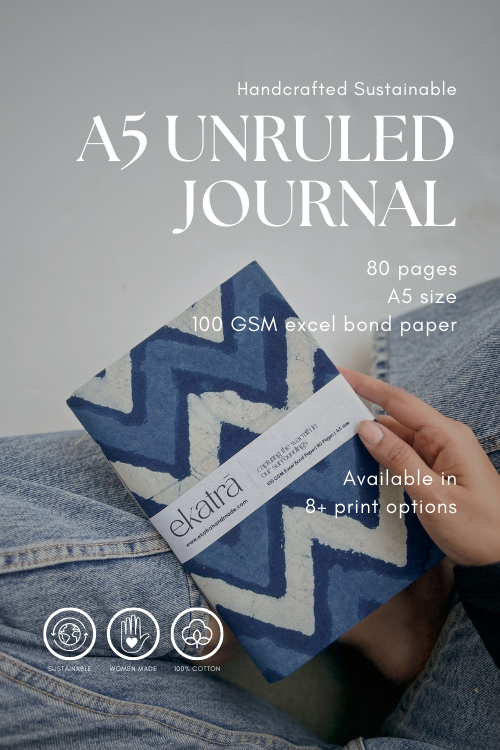 Ekatra A5 Handmade Journal - Indigo Stripes ( Set Of 2 )