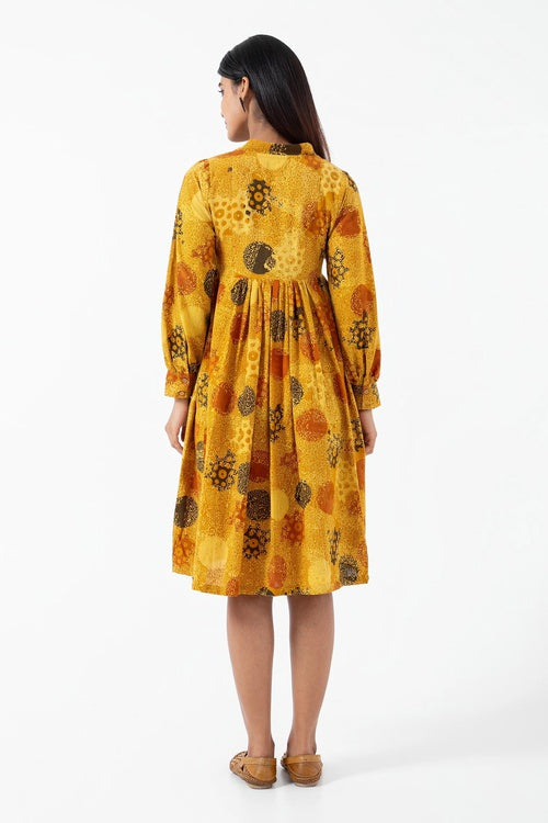 Inkriti "Timeless" Block Printed Organic Cotton Dress - Sunshine