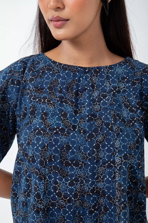 Inkriti "Zero-Waste" Block Printed Organic Cotton Dress - Brushstroked