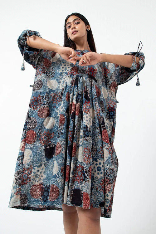 Inkriti "Anti-fit" Block Printed Organic Cotton Dress - Indigo