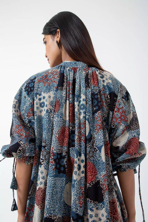 Inkriti "Anti-fit" Block Printed Organic Cotton Dress - Indigo