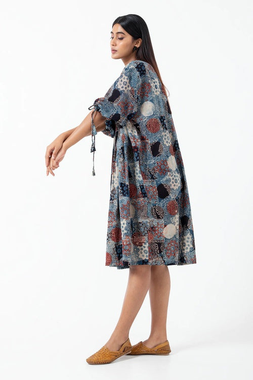 Inkriti "Anti-fit" Block Printed Organic Cotton Dress - Indigo