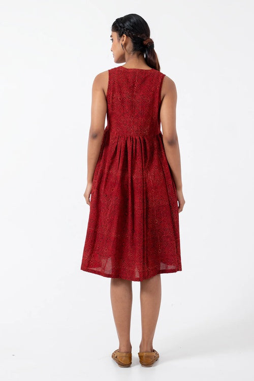 Inkriti "Sunday" Block Printed Organic Cotton Dress - Red Silverlining