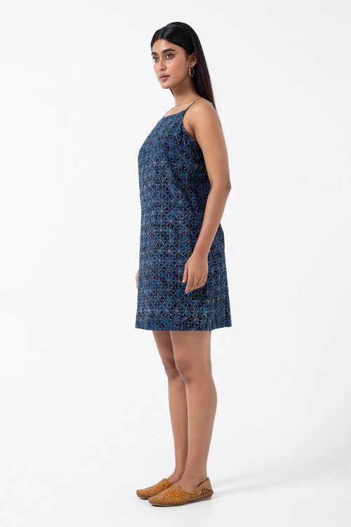 Inkriti "Summer" Block Printed Organic Cotton Dress - Brushstroked